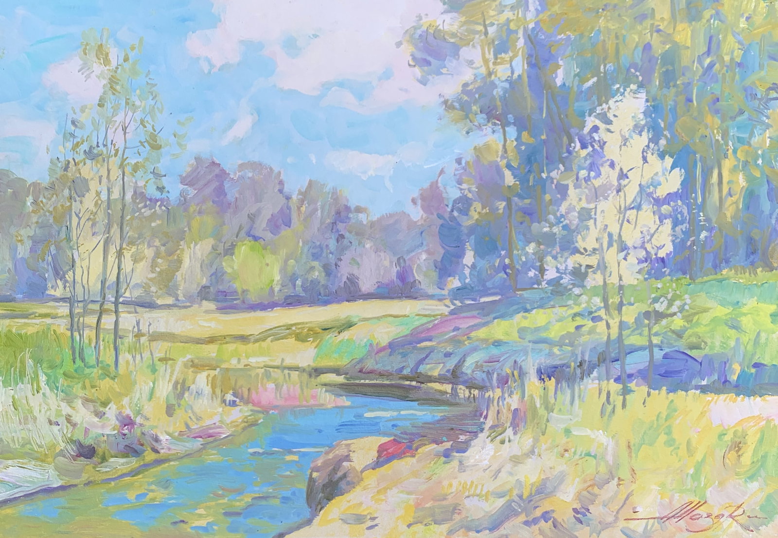 Oil painting Warm day Oleksandr Oleksandrovich Nazarenko: Title: Oil painting Warm day Oleksandr Oleksandrovich Nazarenko Description: 125NAA Painter: Oleksandr Nazarenko Size: 35x50 cm/13,78x19,68 inches Components: Oil, cardboard Original painting from our