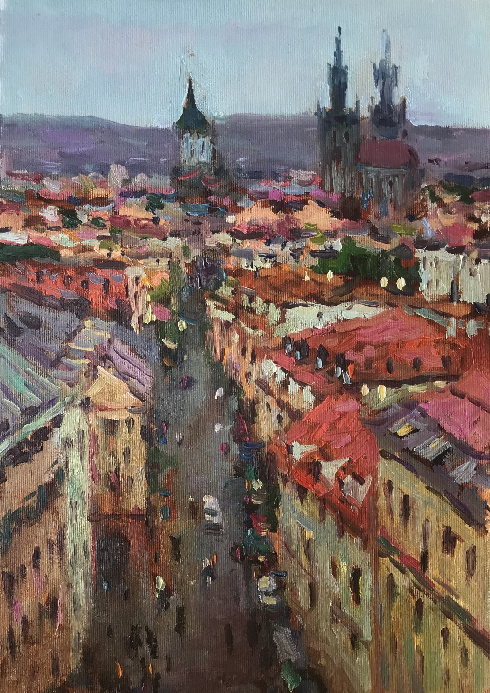 Oil painting Cityscape Sergey Ivanovich Animov: Title: Oil painting Cityscape Sergey Ivanovich Animov Description: 271ALAA Painter: Sergey Ivanovich Animov Size: 26x39 cm/10,23x15,35 inches Components: canvas, oil Original painting from our