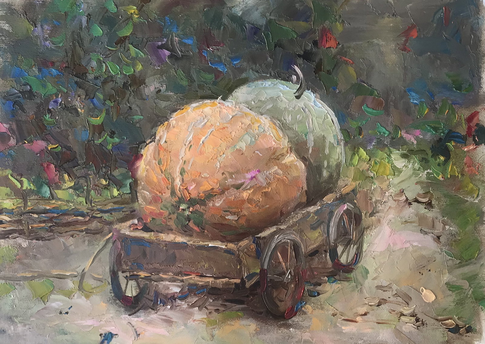 Oil painting Gift of autumn Sergey Ivanovich Animov: Title: Oil painting Gift of autumn Sergey Ivanovich Animov Description: 277ALAA Painter: Sergey Ivanovich Animov Size: 27x37 cm/10,63x14,56 inches Components: canvas, oil Original painting from our