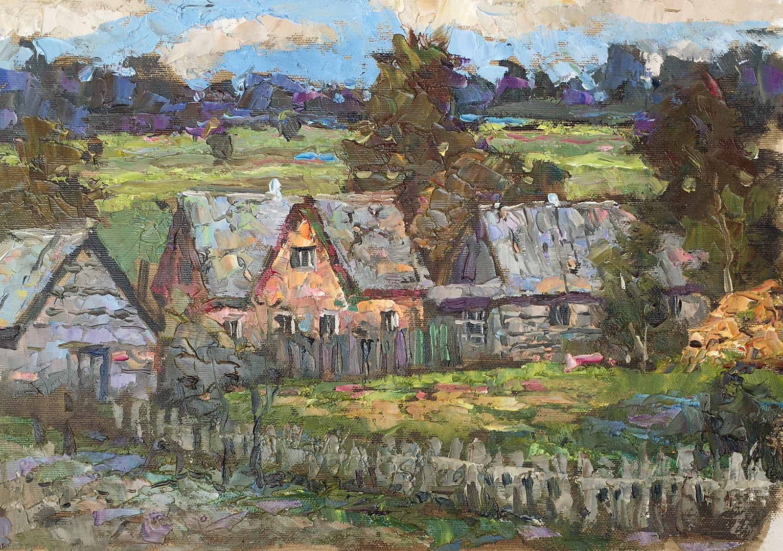 Oil painting Village street Sergey Ivanovich Animov (1 of 11)