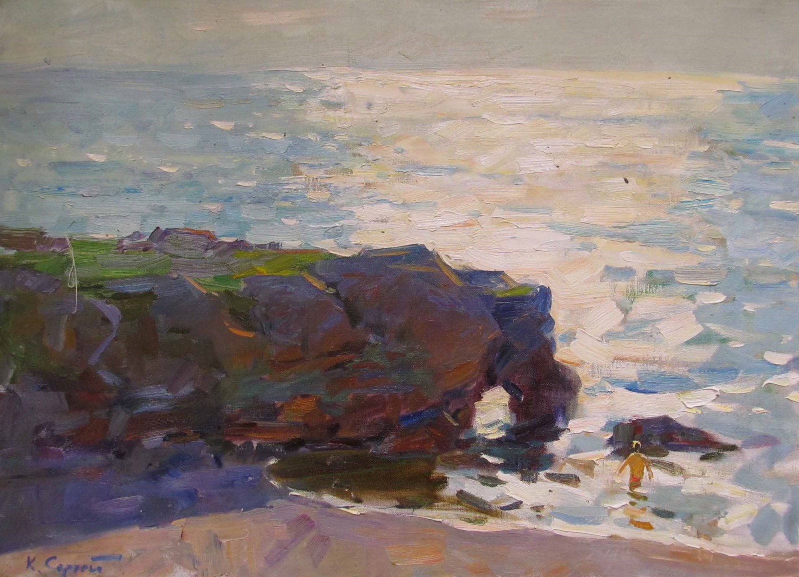 Oil painting sunset Serg Kovalenko: Title: Oil painting sunset Serg Kovalenko Description: 118SK Painter: Serg Kovalenko Size: 50x70 cm/19.7x26.6 inches Components: oil, canvas Original painting CONDITION: exellent ERA: modern Graduated