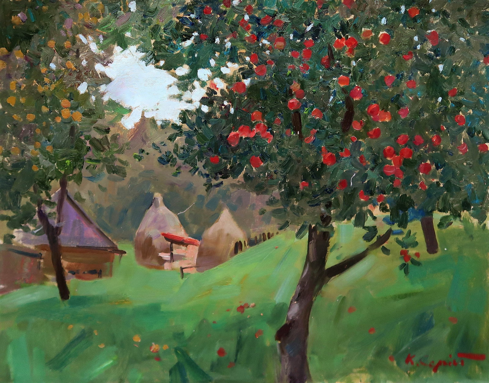 Oil painting Garden Serg Kovalenko: Title: Oil painting Garden Serg Kovalenko Description: 169SK Painter: Serg Kovalenko Size: 50x60 cm/19.7x23.6 inches Components: oil, canvas Original painting CONDITION: exellent ERA: modern