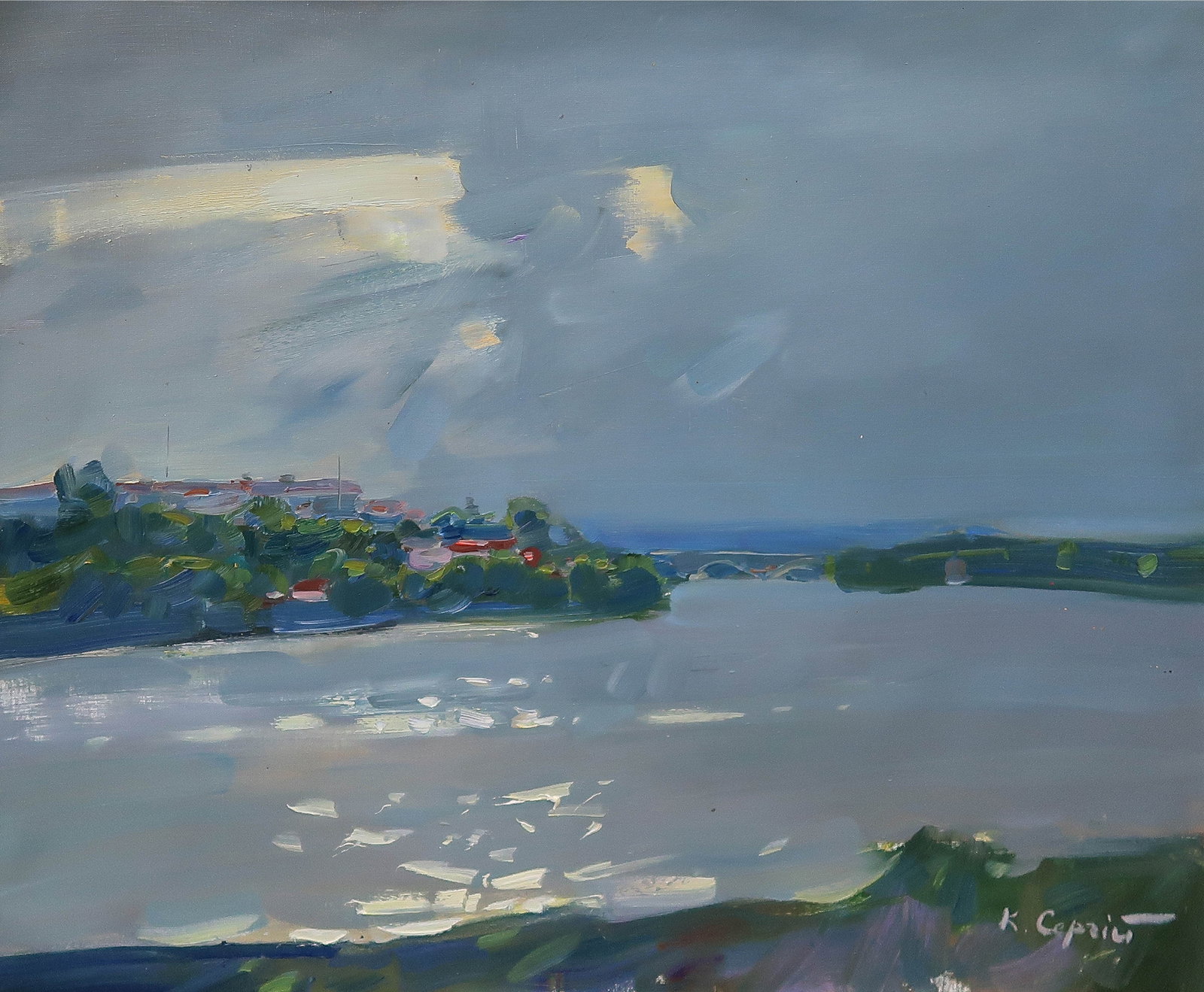 Oil painting Thunder Serg Kovalenko: Title: Oil painting Thunder Serg Kovalenko Description: 175SK Painter: Serg Kovalenko Size: 50x60 cm/19.7x23.6 inches Components: oil, canvas Original painting CONDITION: exellent ERA: modern