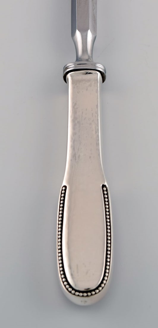Rare Evald Nielsen number 14 sharpening steel in hammered silver (830) and stainless steel. 1920s. - 3