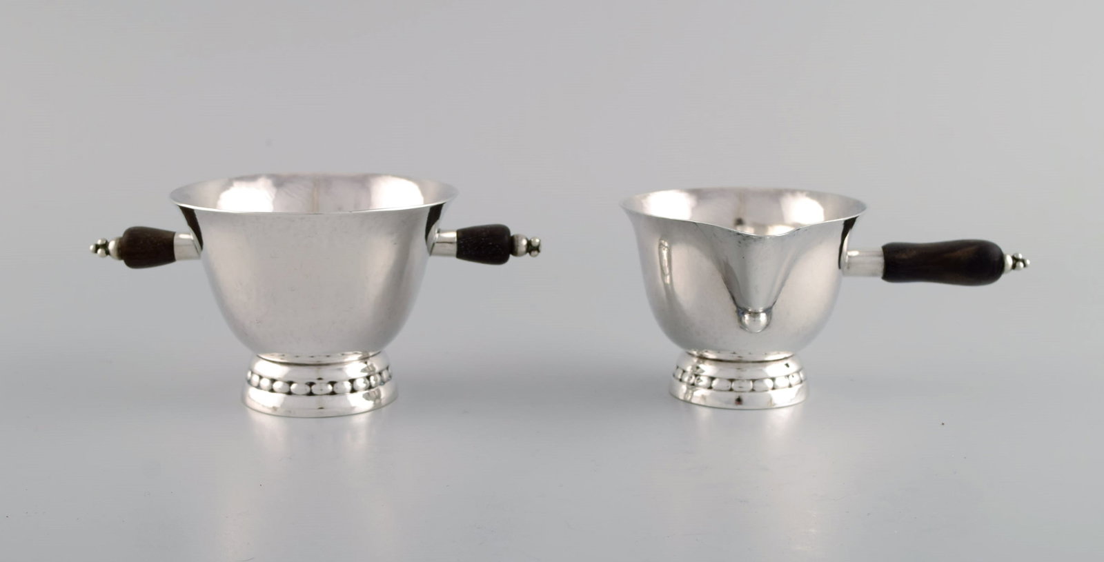 Early Georg Jensen sugar / cream set in sterling silver with handles in ebony. Dated 1915-1930. - 3