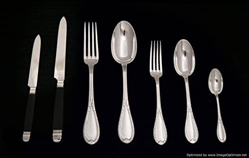 LAPPARRA FRENCH ANTIQUE STERLING SILVER FLATWARE SET, 111pcs. (SERVICE FOR 18), LOUIS XVI, CHEST,: Title: LAPPARRA FRENCH ANTIQUE STERLING SILVER FLATWARE SET, 111pcs. (SERVICE FOR 18), LOUIS XVI, CHEST, 1890s. Description:Another Magnificent Sterling Silver Flatware Set by Internationally Known Fr
