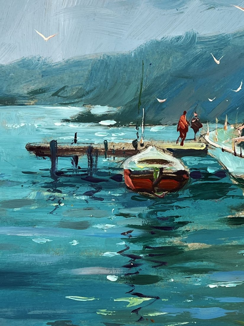 Oil painting Ships at the Dock on a Sunny Day Yuriy Suprunchuk - 4