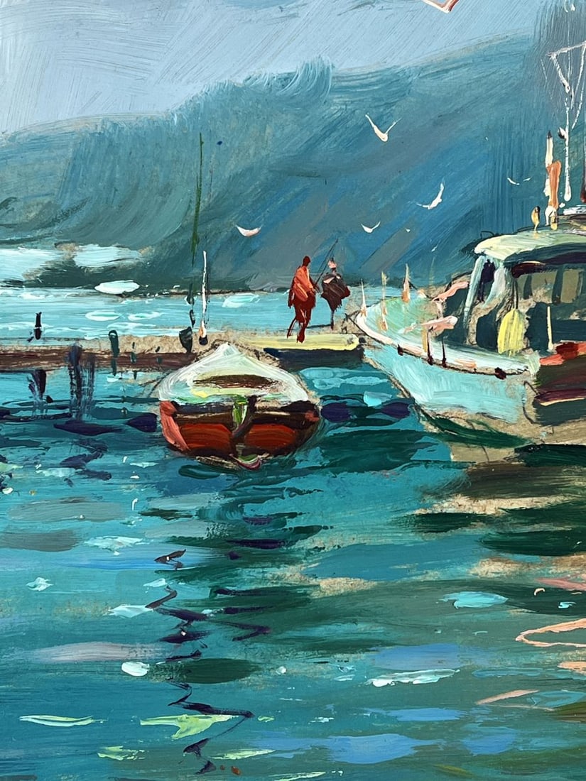 Oil painting Ships at the Dock on a Sunny Day Yuriy Suprunchuk - 5