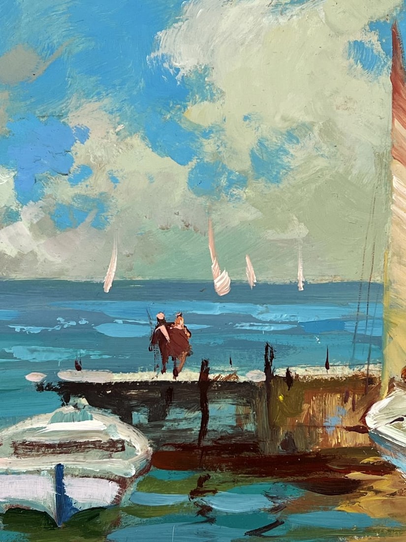 Oil painting Moored Boats Against the Sea Yuriy Suprunchuk - 4