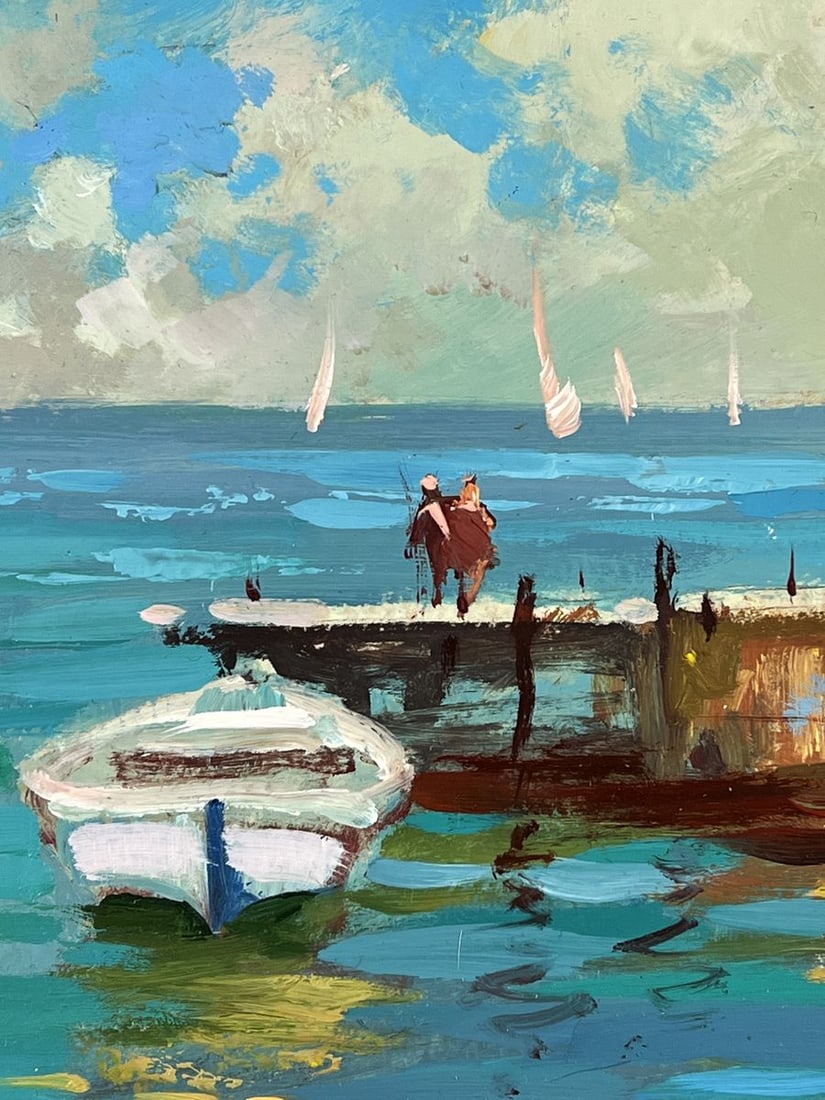 Oil painting Moored Boats Against the Sea Yuriy Suprunchuk - 5