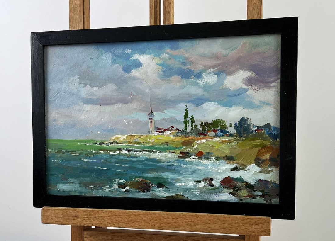 Oil painting Lighthouse By the Sea Shore Yuriy Suprunchuk - 2