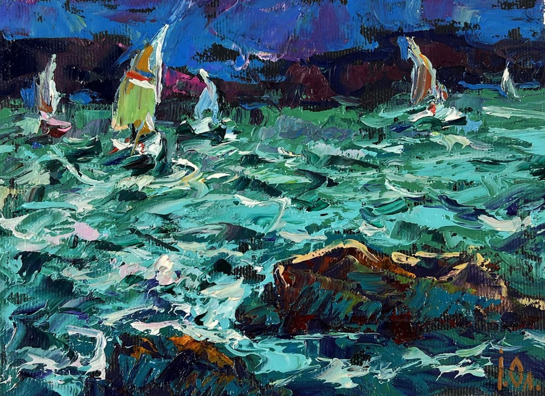 Oil painting The sea is rough on a dark night Oleksiy Ivanyuk - 3