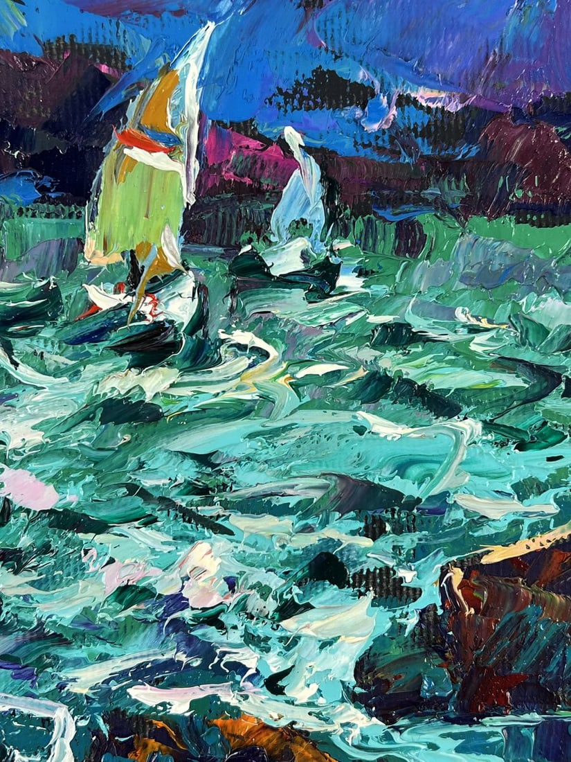 Oil painting The sea is rough on a dark night Oleksiy Ivanyuk - 4