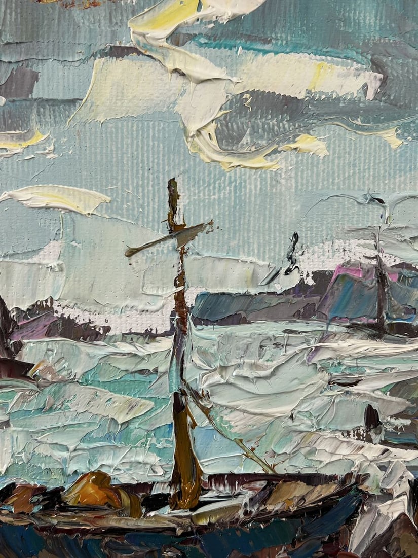 Oil painting Lonely Pier in Bad Weather Oleksiy Ivanyuk - 4