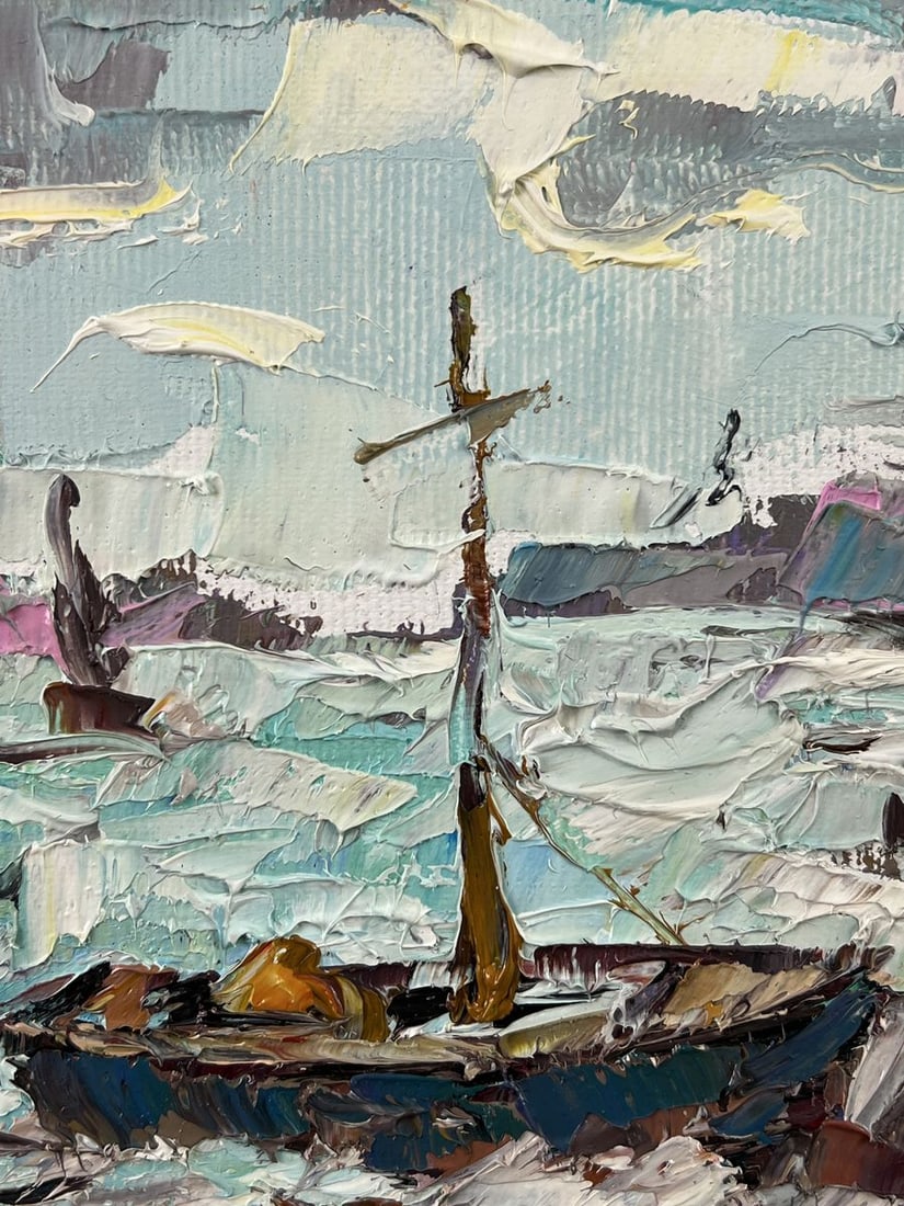 Oil painting Lonely Pier in Bad Weather Oleksiy Ivanyuk - 5