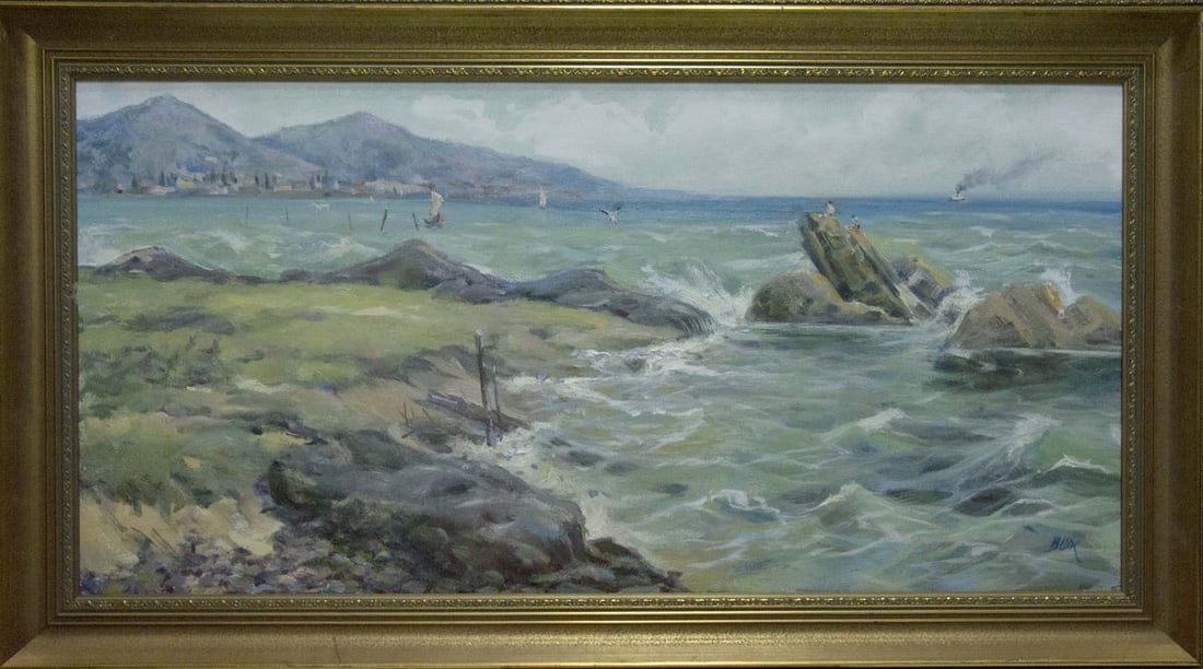 Oil painting On the seashore Shkurinsky Victor Nikolaevich: Title: Oil painting On the seashore Shkurinsky Victor Nikolaevich Description: NoVernd 206 *** ABOUT THIS PAINTING *** * TITLE: "On the seashore" * ARTISTS: Shkurinsky Victor Nikolaevich * SIZE: 50x10