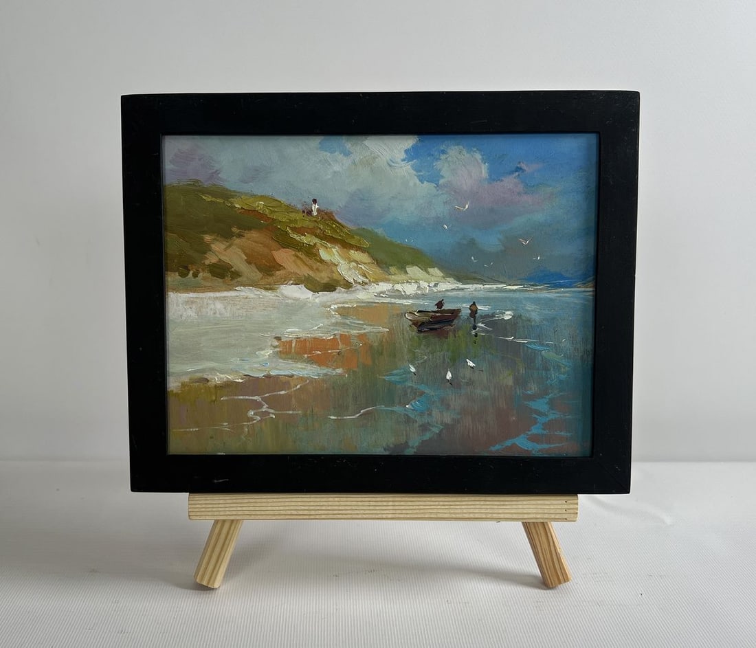 Oil painting The mountains touch the sea Yuriy Suprunchuk: Title: Oil painting The mountains touch the sea Yuriy Suprunchuk Description: NoAAA4283The painting "The Mountains Touch the Sea" beautifully captures the meeting of land and water, where towering