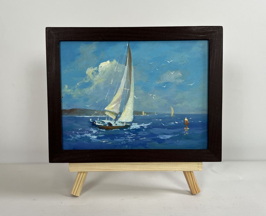 Oil painting Sea voyage and the sound of birds Yuriy Suprunchuk: Title: Oil painting Sea voyage and the sound of birds Yuriy Suprunchuk Description: NoAAA4324The painting "Sea Voyage and the Sound of Birds" captures the boundless energy of the open sea, where the w