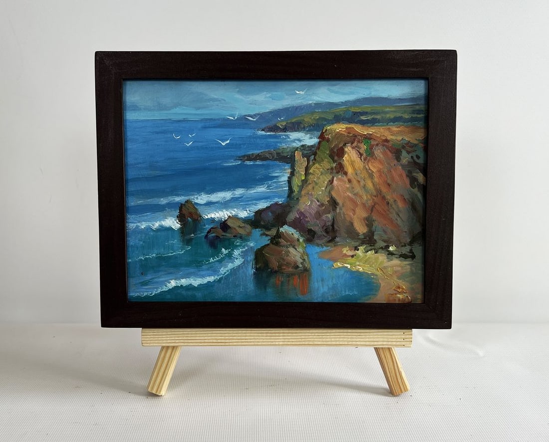 Oil painting Waves crash against the rocks Yuriy Suprunchuk: Title: Oil painting Waves crash against the rocks Yuriy Suprunchuk Description: NoAAA4342The painting "Waves Crash Against the Rocks" vividly captures the raw power and serene beauty of the coastline,