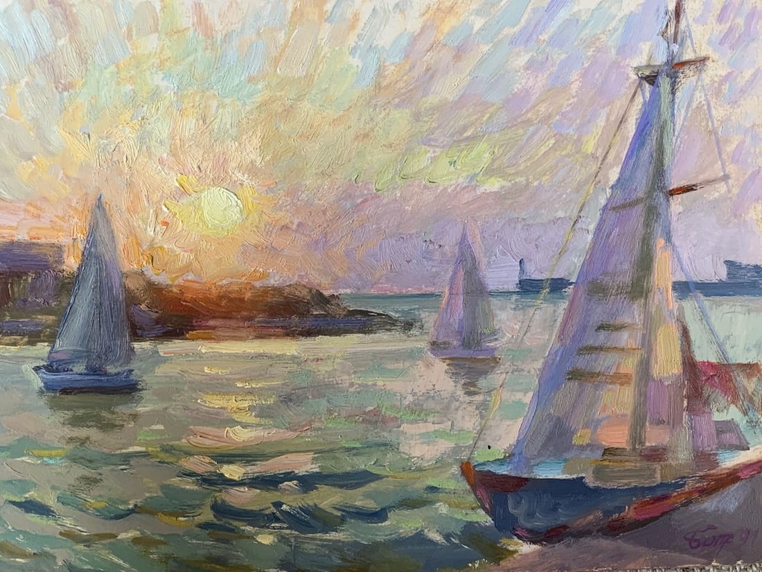 Oil painting Evening Batrakov Vladimir Grigorievich: Title: Oil painting Evening Batrakov Vladimir Grigorievich Description: NoAAA2007 The "Evening" oil painting is the perfect way to bring the beauty of nature into your home. The stunning sunset, peace