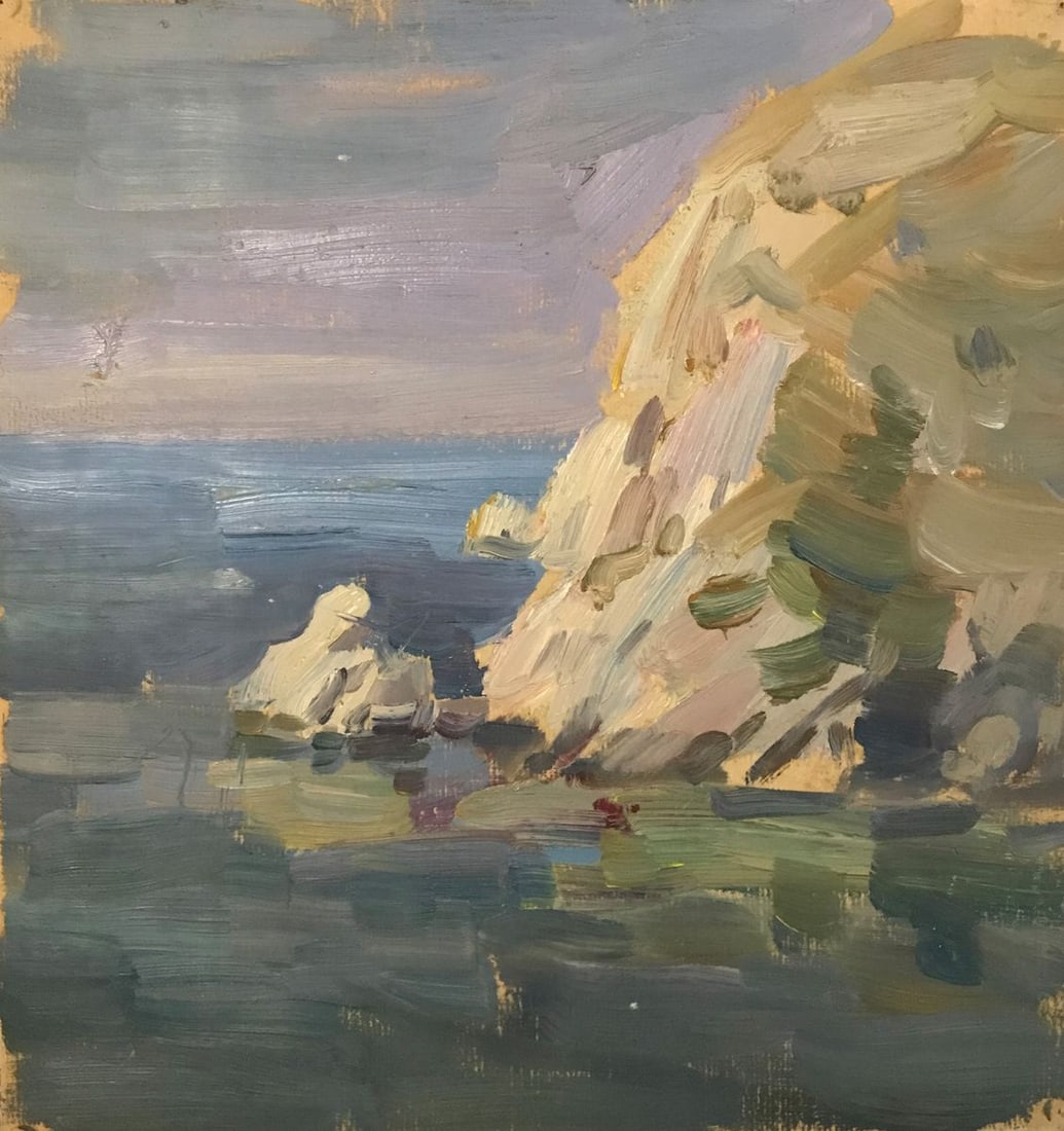 Oil painting Rocky coast Unknown artist: Title: Oil painting Rocky coast Unknown artist Description: NoAAA2167 This stunning oil painting called "Rocky Coast" will take your breath away. The beautiful scene depicts the power and majesty of t