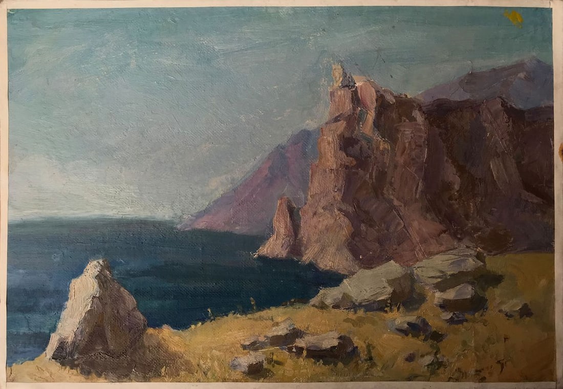 Oil painting Black Sea Unknown artist: Title: Oil painting Black Sea Unknown artist Description: NoAAA2329 Welcome to "Black Sea", our beautiful oil painting. This piece captures the majestic beauty of the sea, with its deep blue waters