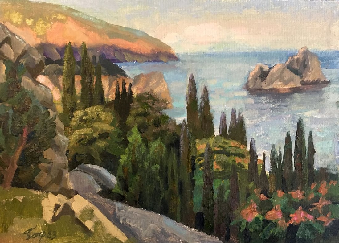 Oil painting Gurzuf Batrakov Vladimir Grigorievich: Title: Oil painting Gurzuf Batrakov Vladimir Grigorievich Description: NoAAA2401 *** ABOUT THIS PAINTING *** * TITLE: "Gurzuf" * ARTISTS: Batrakov Vladimir Grigorievich * SIZE: 30x42 cm/'11.81x16.53