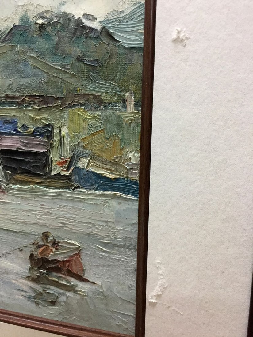 Oil painting Ship mooring - 7