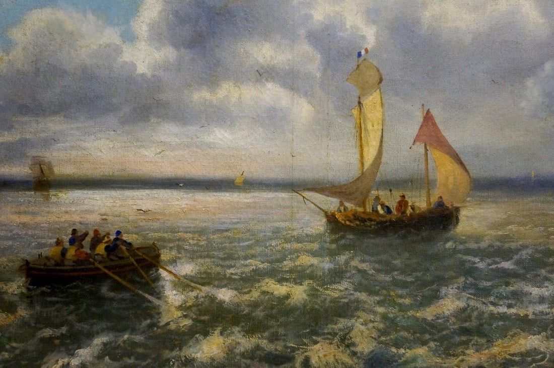 Oil painting Ship at sea - 6