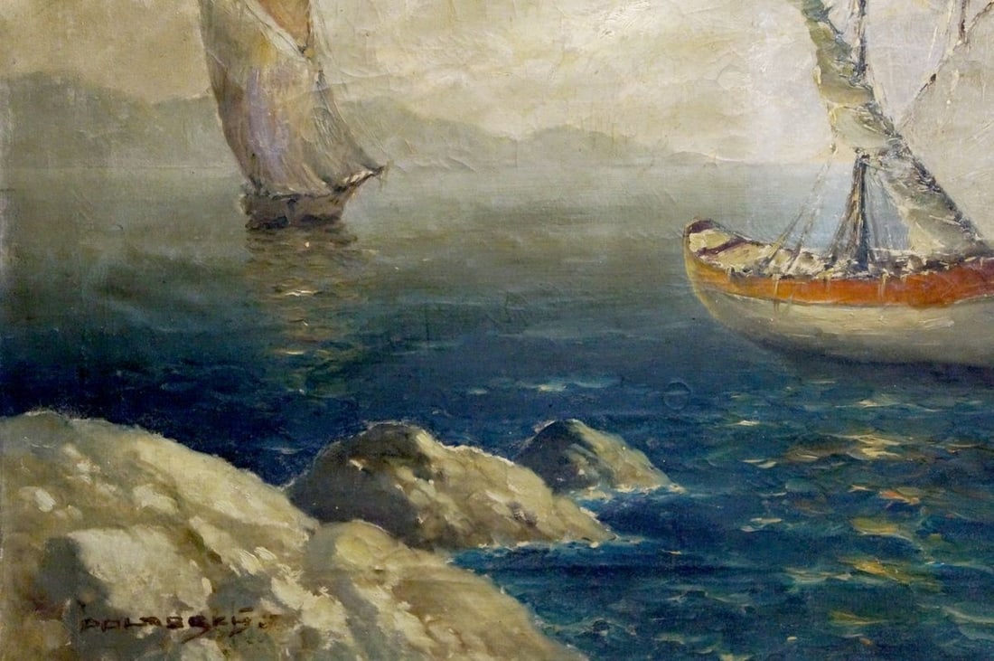 Oil painting Ships at sea Polarsky - 2
