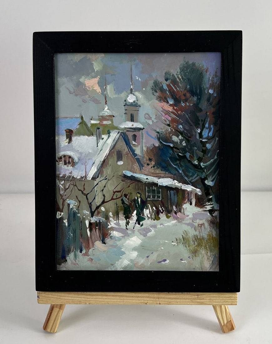 Oil painting Evening In The Winter Village Yuriy Suprunchuk: Title: Oil painting Evening In The Winter Village Yuriy Suprunchuk Description: No.AAA6491Oil painting Evening In The Winter Village Yuriy Suprunchuk reveals the artist's remarkable ability to capture