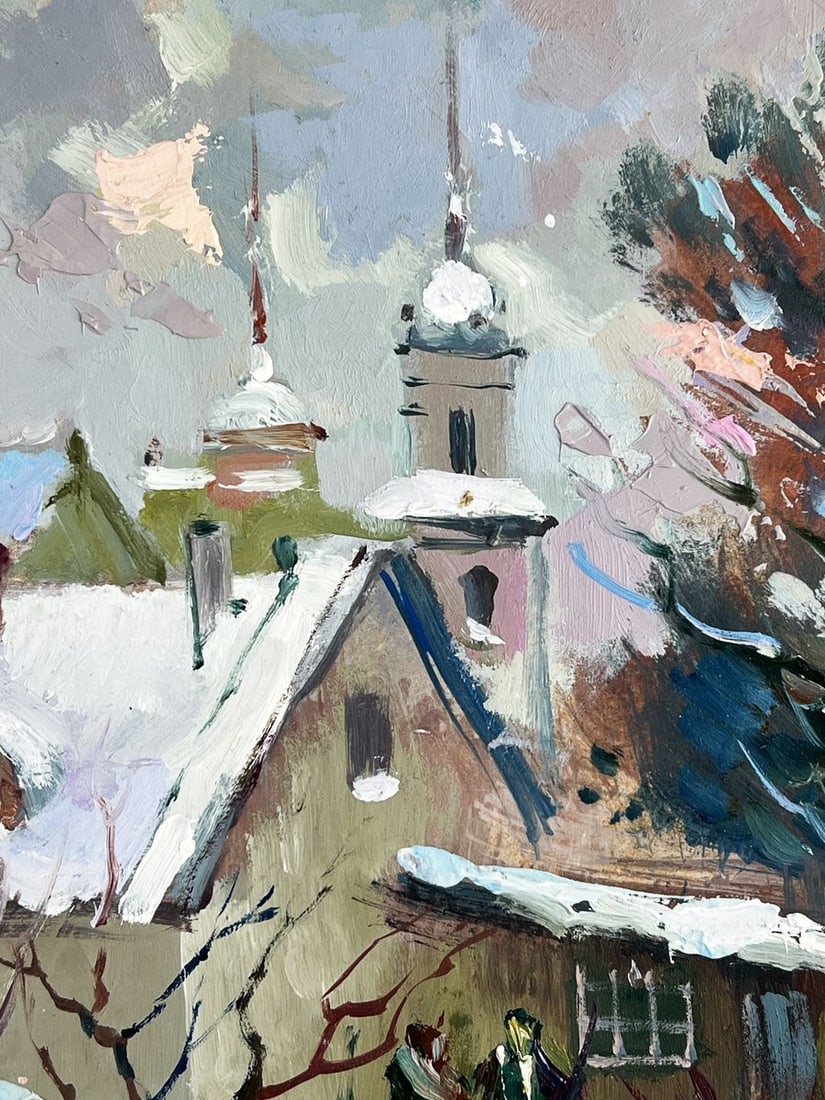 Oil painting Evening In The Winter Village Yuriy Suprunchuk - 4