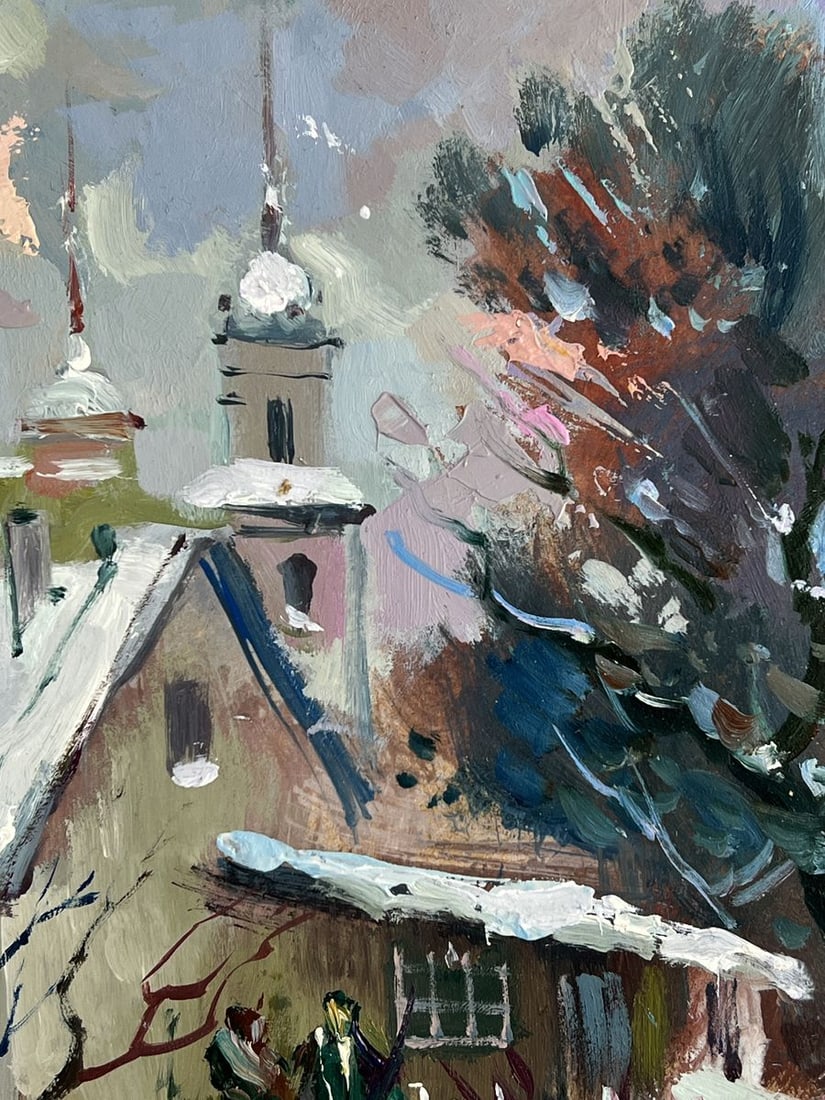 Oil painting Evening In The Winter Village Yuriy Suprunchuk - 5