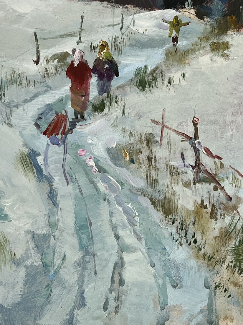 Oil painting Road to the Winter Village Yuriy Suprunchuk - 10