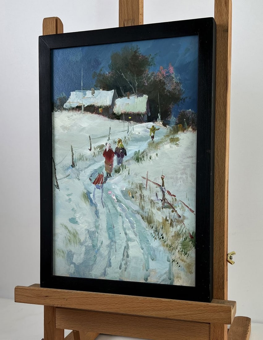 Oil painting Road to the Winter Village Yuriy Suprunchuk - 2