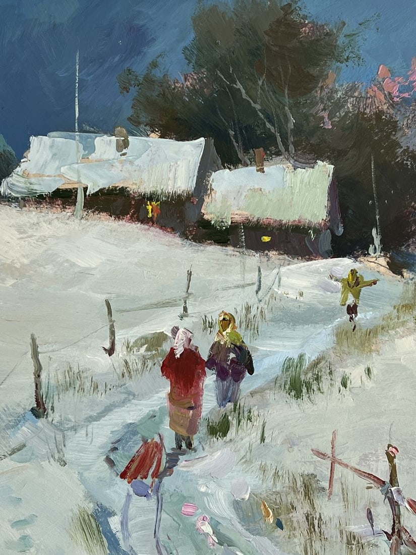 Oil painting Road to the Winter Village Yuriy Suprunchuk - 4