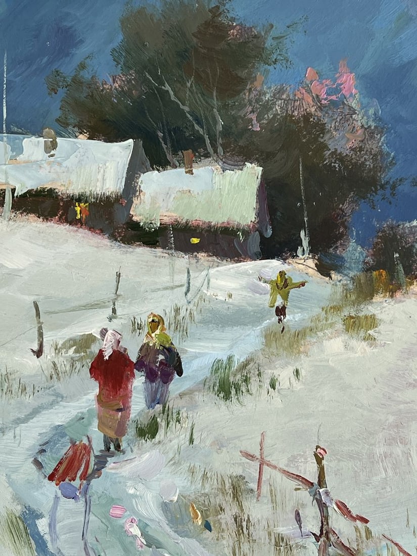 Oil painting Road to the Winter Village Yuriy Suprunchuk - 5