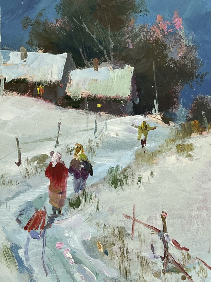 Oil painting Road to the Winter Village Yuriy Suprunchuk - 6