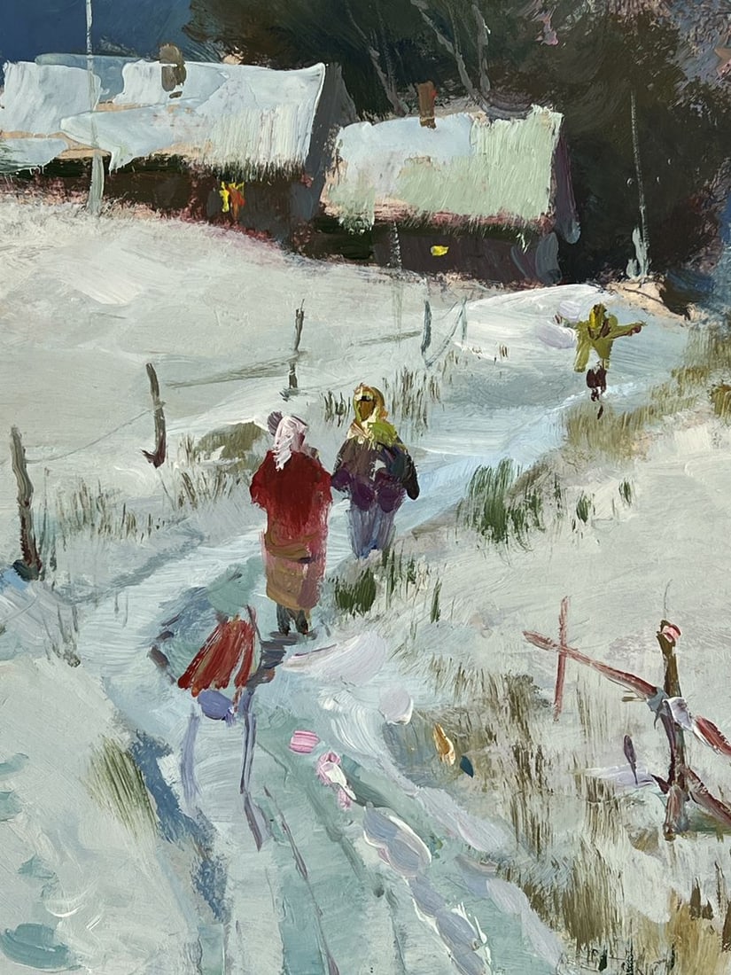 Oil painting Road to the Winter Village Yuriy Suprunchuk - 7