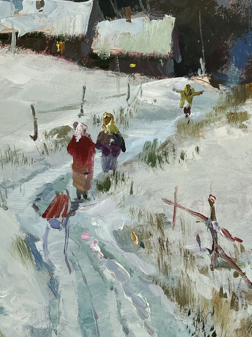 Oil painting Road to the Winter Village Yuriy Suprunchuk - 8