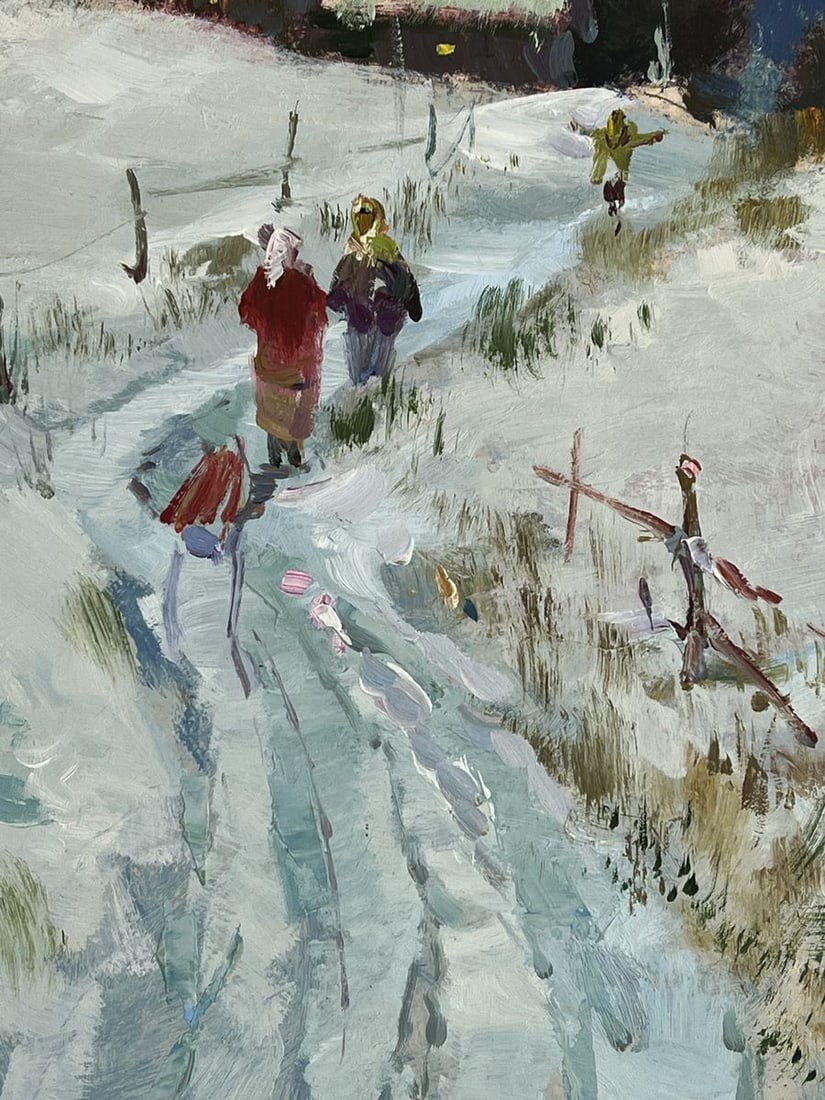 Oil painting Road to the Winter Village Yuriy Suprunchuk - 9