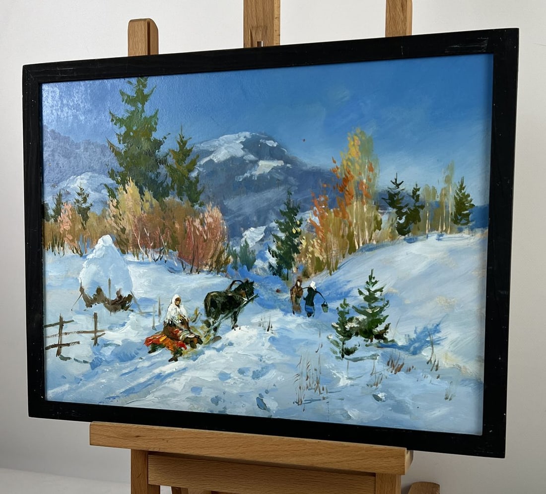 Oil painting Winter Road to the Hills Yuriy Suprunchuk - 2