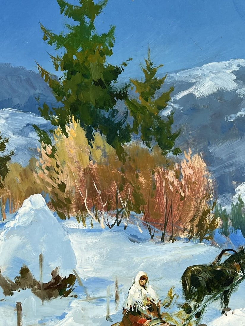 Oil painting Winter Road to the Hills Yuriy Suprunchuk - 4