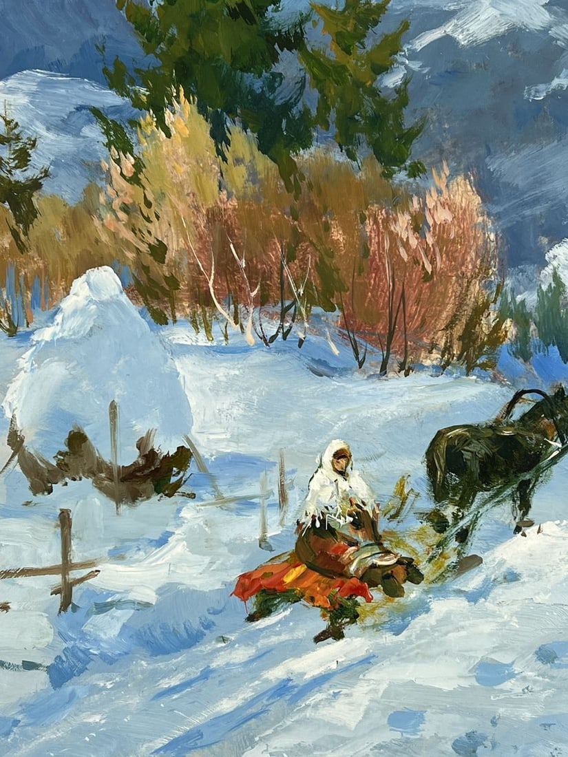 Oil painting Winter Road to the Hills Yuriy Suprunchuk - 5
