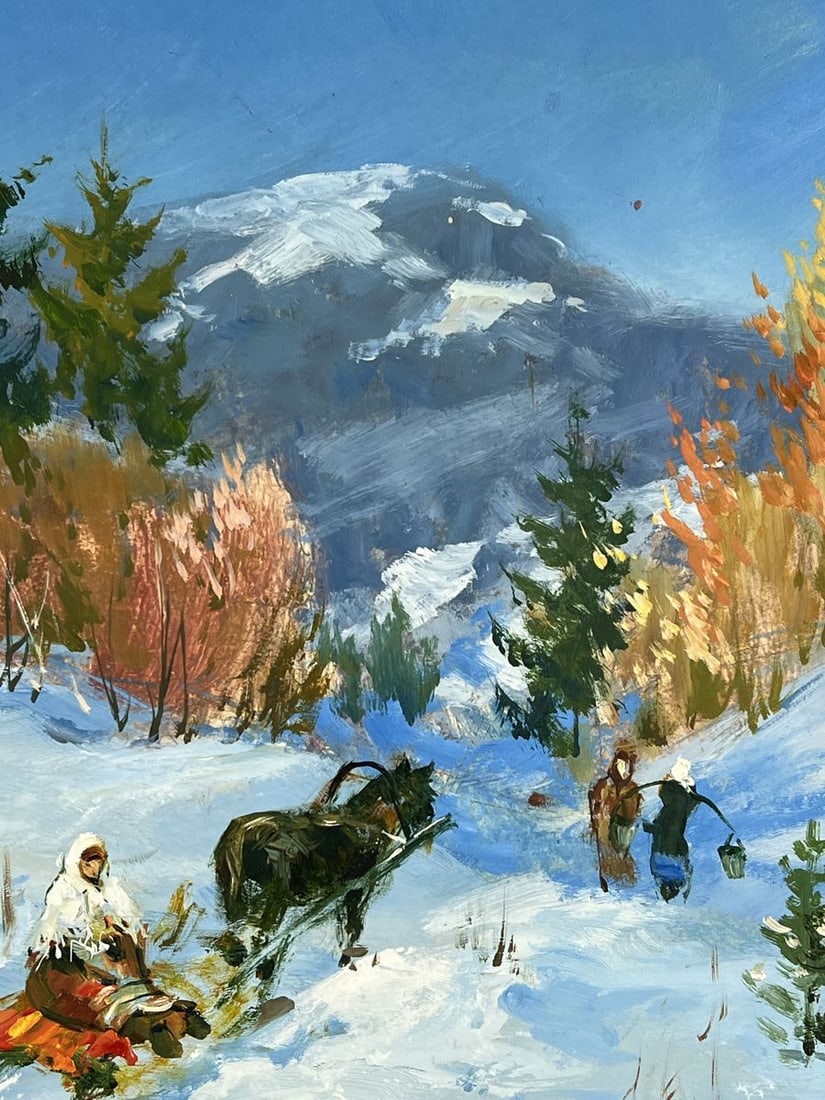 Oil painting Winter Road to the Hills Yuriy Suprunchuk - 6