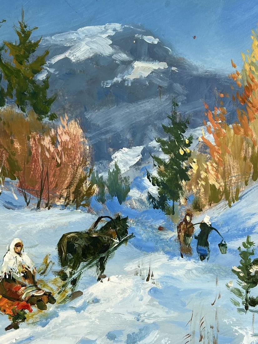 Oil painting Winter Road to the Hills Yuriy Suprunchuk - 7