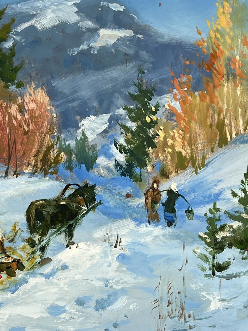 Oil painting Winter Road to the Hills Yuriy Suprunchuk - 8