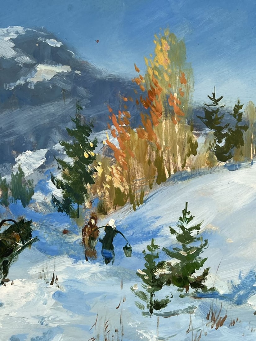 Oil painting Winter Road to the Hills Yuriy Suprunchuk - 9