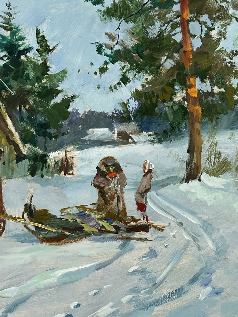 Oil painting Road to the Winter Village Yuriy Suprunchuk - 10