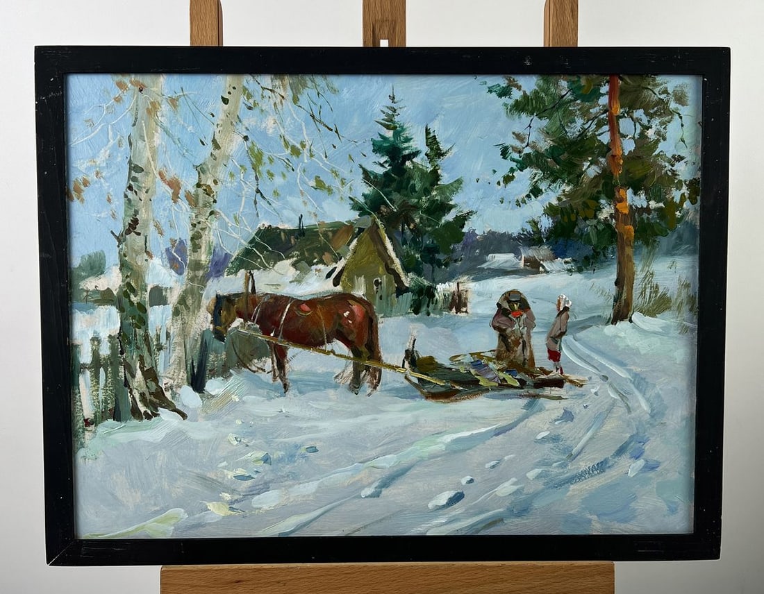 Oil painting Road to the Winter Village Yuriy Suprunchuk: Title: Oil painting Road to the Winter Village Yuriy Suprunchuk Description: No.AAA6535*** ABOUT THIS PAINTING **** TITLE: "Road to the Winter Village"* ARTISTS: Yuriy Suprunchuk* SIZE: 30x40